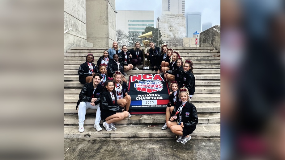 The Wakefield cheerleading squad celebrates a championship. Contributed photo